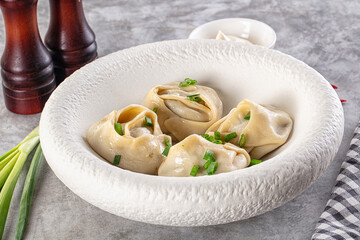 Uzbek cuisine - staffed Manti with meat
