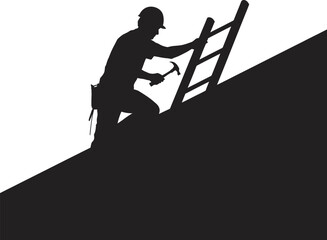 man climbing ladder