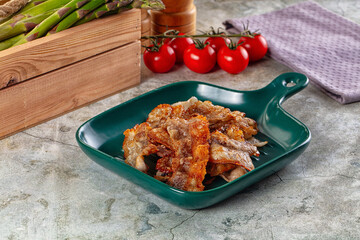 Fried crispy pork bacon snack