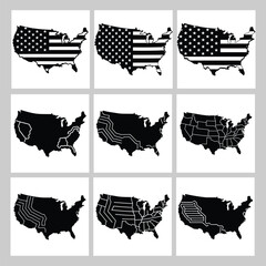 USA map outline filled with patriotic symbols—perfect for Independence Day marketing, educational use, and social media posts.