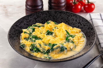 Omelette with spinach for breakfast