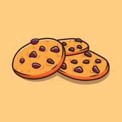 Vector illustration of cookie sticker with stacked cocho chips simple design on brown background