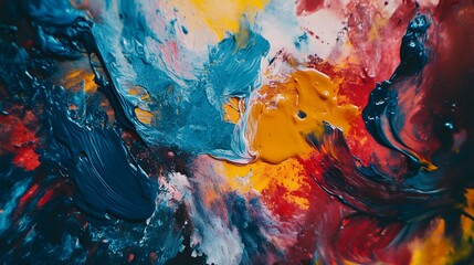 little hands smearing paint on paper during a messy finger painting session, vivid colors and textures 
