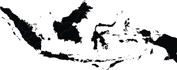 black silhouette map of indonesia with islands and regional borders isolated on white background for design use © Hamza
