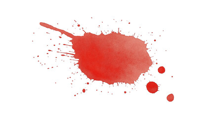 Vibrant Isolated Red Watercolor Blot With Splashes