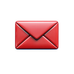 Shiny Red Envelope Icon Mail Symbol Communication Email Iconography Letter on transparent background