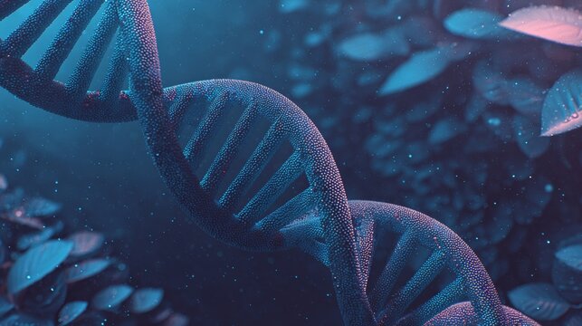 A realstic looking DNA sequence, covering the screen from right to left, twisting slowly