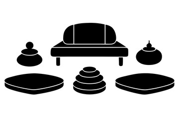 Modern minimalist living room furniture set icons