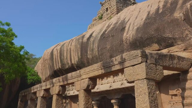 Exclusive Monolithic Rock Carved- Ramanuja Mandapam is UNESCO's World Heritage Site located at Mamallapuram or Mahabalipuram in Tamil Nadu, South India. Very ancient place in the world.