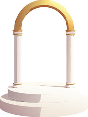 White and Gold Minimalist Arch Podium for Elegant Product Presentation