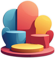 Colorful Abstract Podiums with Lightbulb for Creative Ideas and Solutions