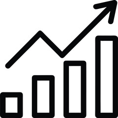 Growing Bar Chart with Upward Arrow Icon for Business Growth and Success