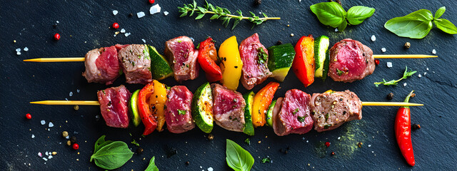 Raw Grill Skewers with Herbs