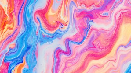 Abstract Swirl Pattern of Colorful Fluid Shapes with Vibrant Hues of Pink, Blue and Orange
