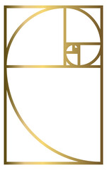 Golden Ratio with Gold Gradient , Phi, Fibonacci Sequence Illustration, Mathematical, Architectural Pattern, Sacred Geometry Clipart