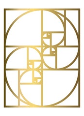 Golden Ratio with Gold Gradient , Phi, Fibonacci Sequence Illustration, Mathematical, Architectural Pattern, Sacred Geometry Clipart
