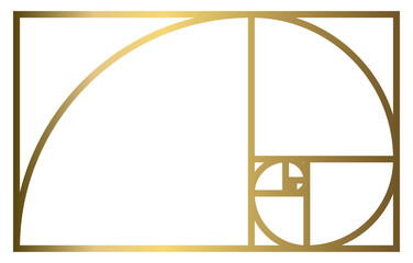 Golden Ratio with Gold Gradient , Phi, Fibonacci Sequence Illustration, Mathematical, Architectural Pattern, Sacred Geometry Clipart