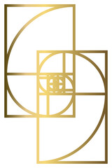 Golden Ratio with Gold Gradient , Phi, Fibonacci Sequence Illustration, Mathematical, Architectural Pattern, Sacred Geometry Clipart
