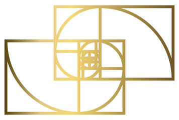 Golden Ratio with Gold Gradient , Phi, Fibonacci Sequence Illustration, Mathematical, Architectural Pattern, Sacred Geometry Clipart