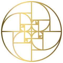 Golden Ratio with Gold Gradient , Phi, Fibonacci Sequence Illustration, Mathematical, Architectural Pattern, Sacred Geometry Clipart