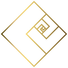 Golden Ratio with Gold Gradient , Phi, Fibonacci Sequence Illustration, Mathematical, Architectural Pattern, Sacred Geometry Clipart