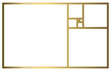 Golden Ratio with Gold Gradient , Phi, Fibonacci Sequence Illustration, Mathematical, Architectural Pattern, Sacred Geometry Clipart