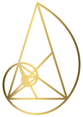 Golden Ratio with Gold Gradient , Phi, Fibonacci Sequence Illustration, Mathematical, Architectural Pattern, Sacred Geometry Clipart