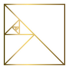 Golden Ratio with Gold Gradient , Phi, Fibonacci Sequence Illustration, Mathematical, Architectural Pattern, Sacred Geometry Clipart