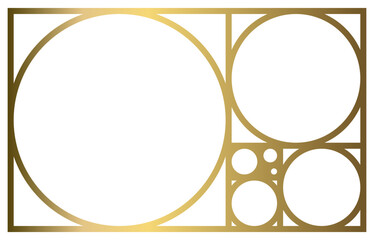 Golden Ratio with Gold Gradient , Phi, Fibonacci Sequence Illustration, Mathematical, Architectural Pattern, Sacred Geometry Clipart