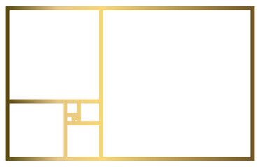 Golden Ratio with Gold Gradient , Phi, Fibonacci Sequence Illustration, Mathematical, Architectural Pattern, Sacred Geometry Clipart