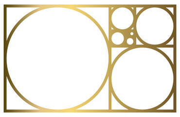 Golden Ratio with Gold Gradient , Phi, Fibonacci Sequence Illustration, Mathematical, Architectural Pattern, Sacred Geometry Clipart