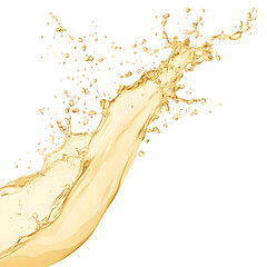 Dynamic splash of white wine against a stark black background, creating motion