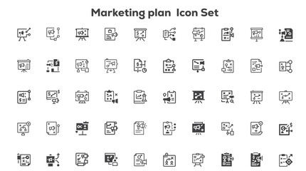 Marketing plan Icons with the same style and concept. Creative Icon Vector Images, Outline web icons set. Search Engine Optimization. Creative web icon collection. Simple vector illustration