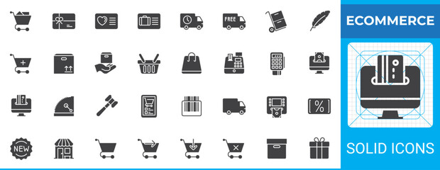 Ecommerce solid glyph icon set