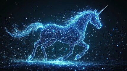 Unicorn startup concept, graphic of a digital unicorn symbolizing innovative startup success.