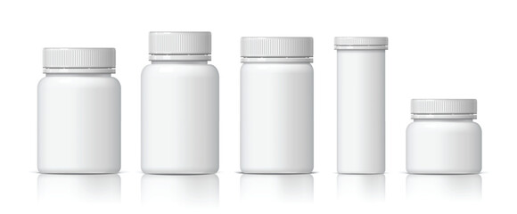 Realistic plastic white bottle. Mock Up Template. Vector illustration