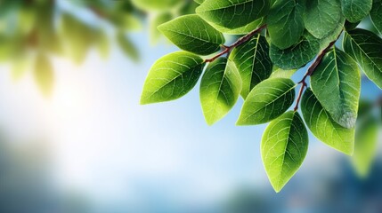 Green Leaf Branch with Sunlight