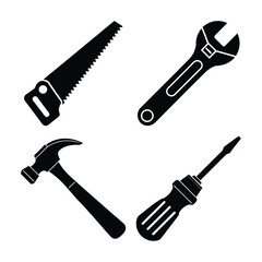 vector set of tools on white background 