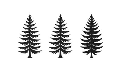 Obraz premium Set of Pine Trees Silhouette Vector Illustration