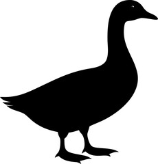 Minimal black duck icon on white, clean silhouette vector