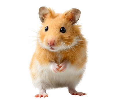 A cute hamster standing on its hind legs isolated on transparent background