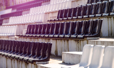 Plastic seat spectator stands for the stadium
