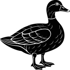 Black vector silhouette of a duck, isolated