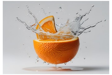 orangewith water splash isolated on solid background