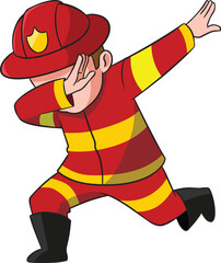 Dabbing Firefighter Character Vector Image