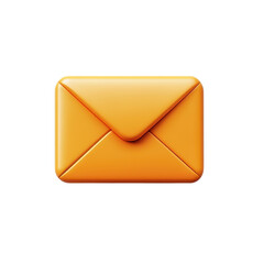 3D Rendered Orange Email Envelope Icon Illustration Message Symbol on transparent background