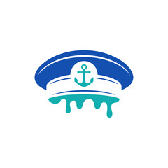 Nautical captain hat logo dripping effect