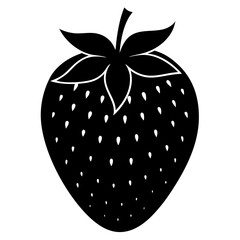 vector illustration of a strawberry silhouette icon on white background