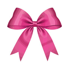 Elegant pink ribbon bow silhouette on white background, celebration symbol