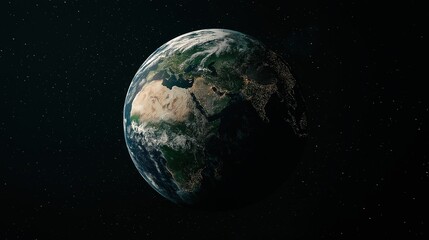 Obraz premium Earth globe in starry space, symbolizing unity and infinite possibilities.